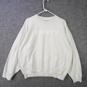 Barry's Sweatshirt Mens 2XL White Crewneck Pullover Gym Fitness Athletic Logo